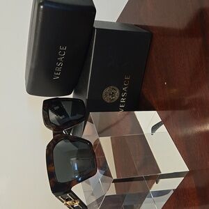 Versace Black/Tortoise Shell and Gold Medusa Sunglasses